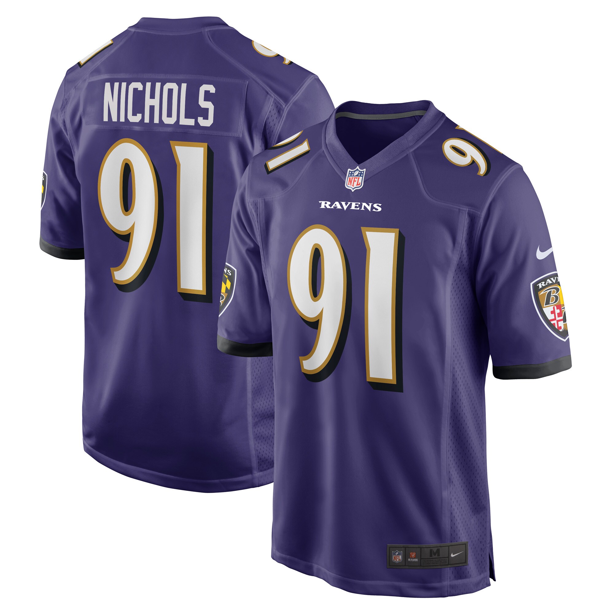 Men's Baltimore Ravens Rayshad Nichols Purple Game Player Jersey JS5721 nicesnker