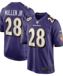 Men's Baltimore Ravens Trayvon Mullen Jr. Purple Team Game Jersey JS5467 nicesnker