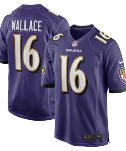 Men's Baltimore Ravens Tylan Wallace Purple Game Jersey JS7955 nicesnker