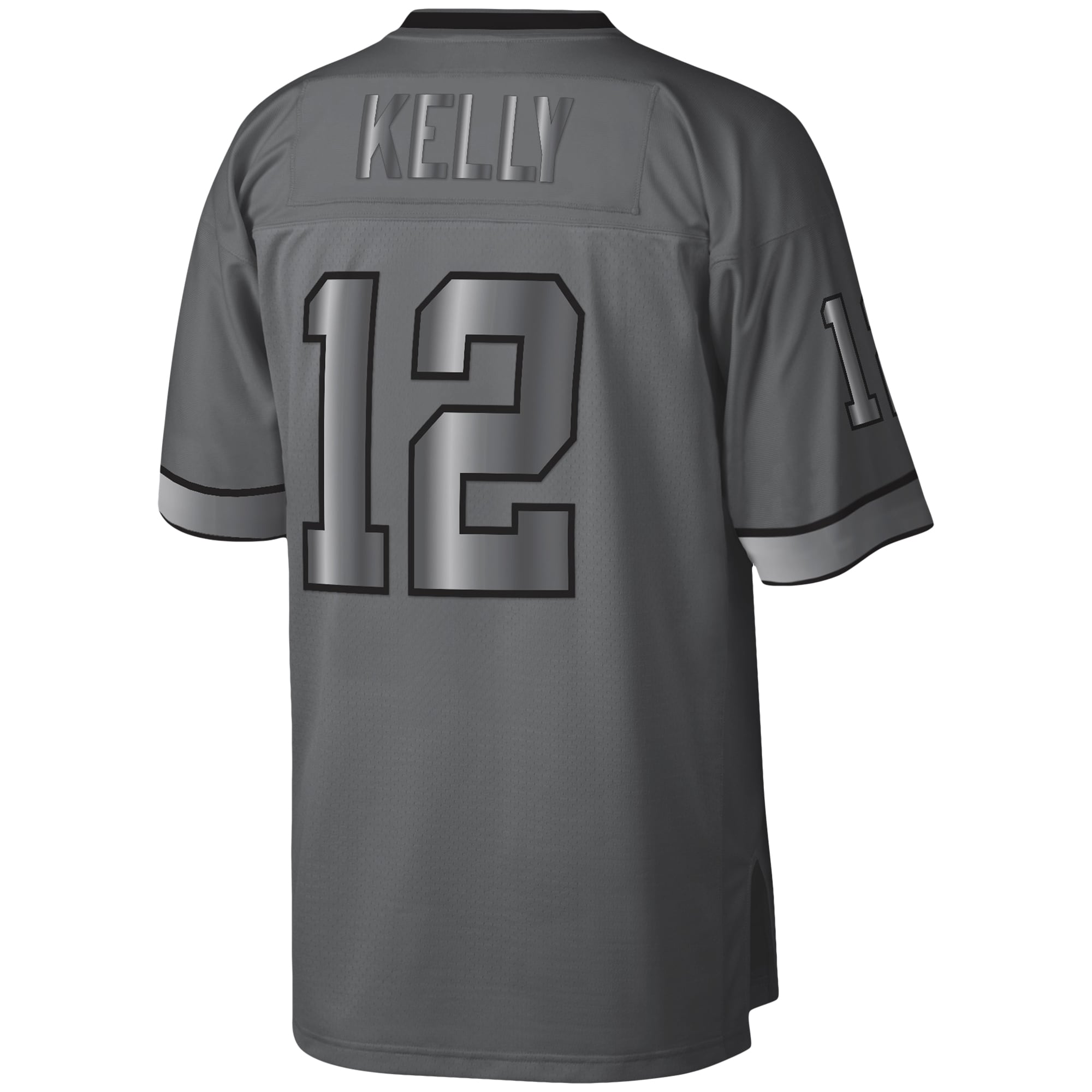 Men's Buffalo Bills Jim Kelly Mitchell & Ness Charcoal 1990 Retired Player Metal Legacy Jersey JS5335 nicesnker - Image 3