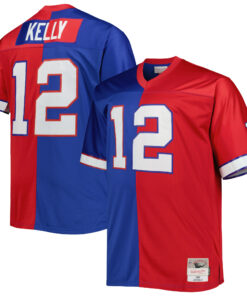 Men's Buffalo Bills Jim Kelly Mitchell & Ness Royal/Red Big & Tall Split Legacy Retired Player Jersey JS6484 nicesnker