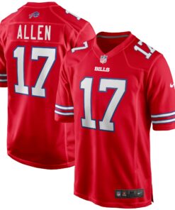 Men's Buffalo Bills Josh Allen Red Alternate Game Player Jersey JS7302 nicesnker
