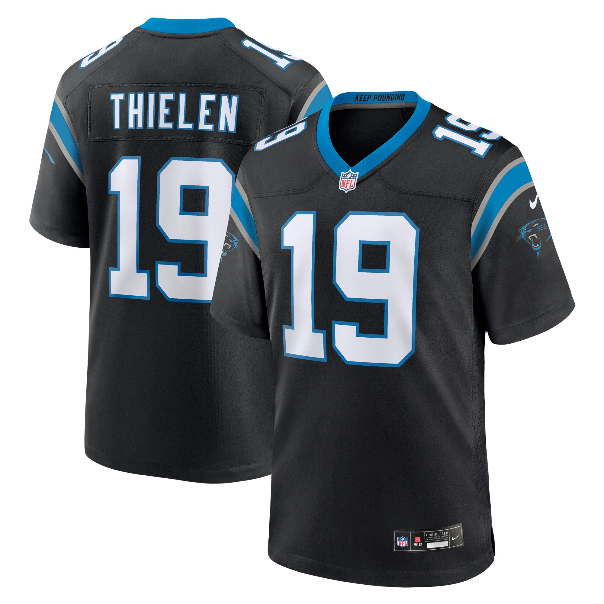 Men's Carolina Panthers Adam Thielen Black Team Game Jersey JS1785 nicesnker