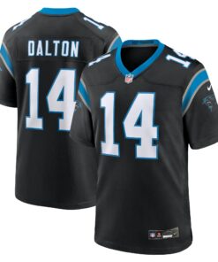 Men's Carolina Panthers Andy Dalton Black Team Game Jersey JS1774 nicesnker