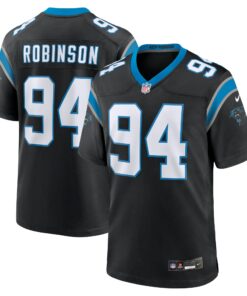 Men's Carolina Panthers A'Shawn Robinson Black Game Jersey JS6258 nicesnker