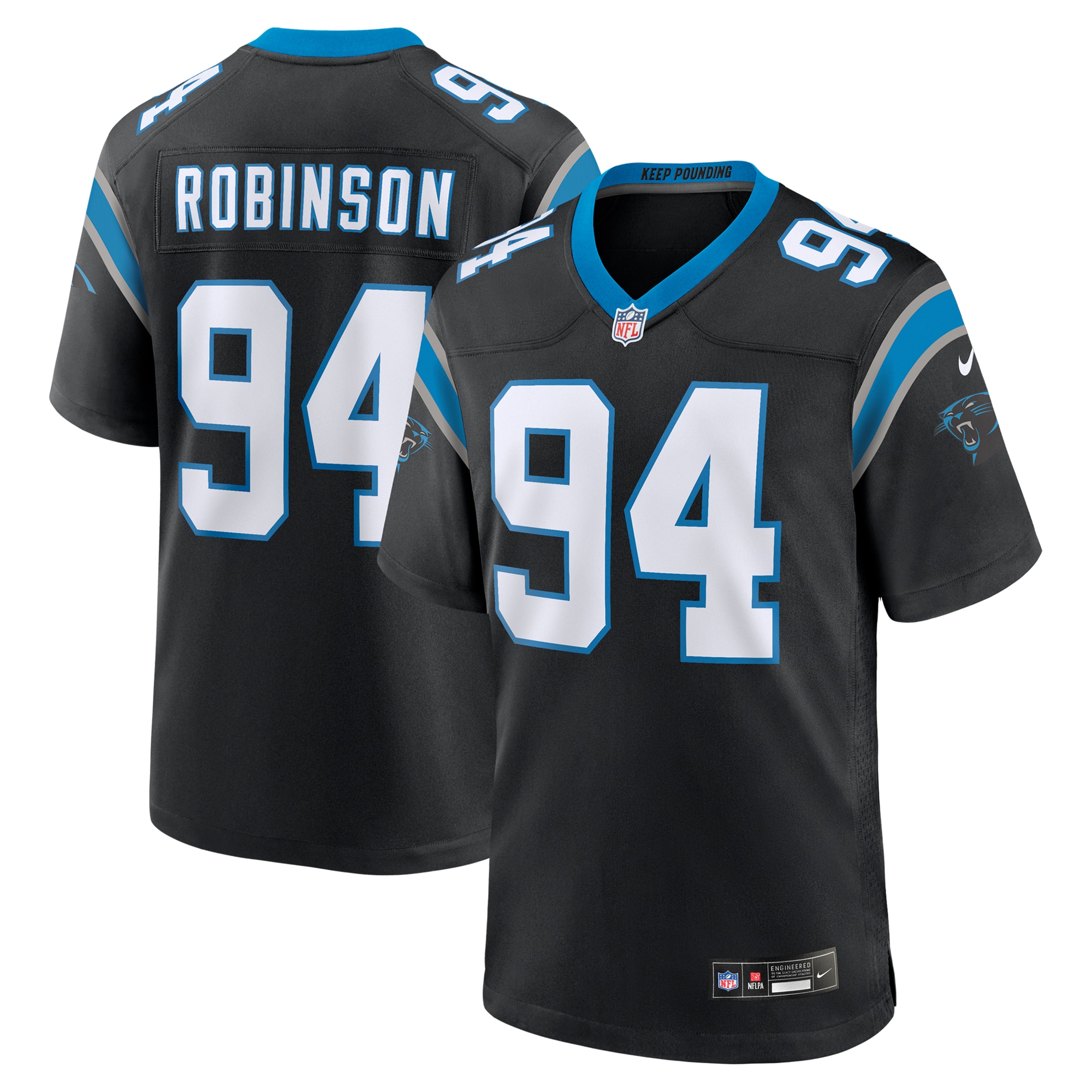 Men's Carolina Panthers A'Shawn Robinson Black Game Jersey JS6258 nicesnker