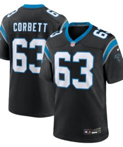Men's Carolina Panthers Austin Corbett Black Team Game Jersey JS4522 nicesnker