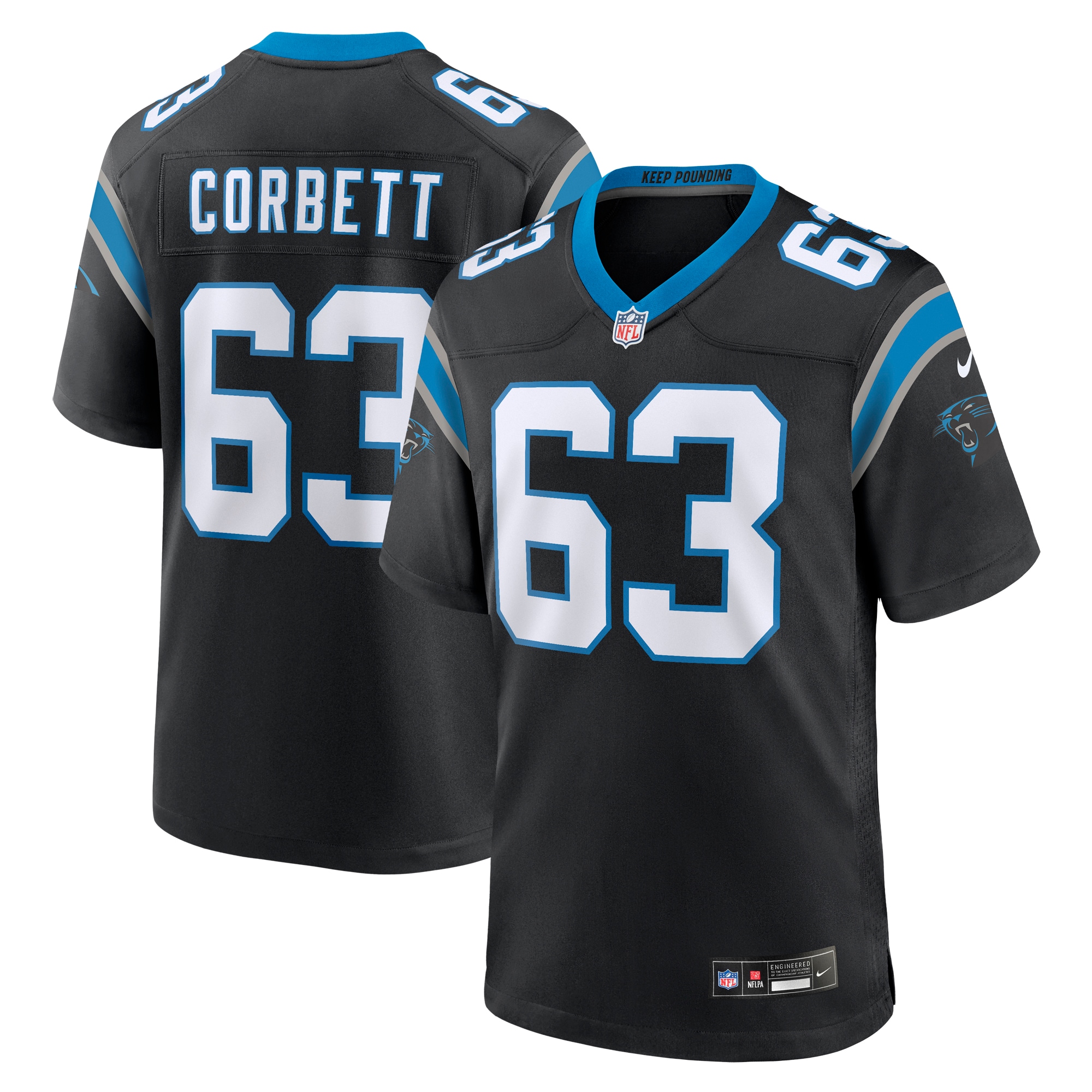 Men's Carolina Panthers Austin Corbett Black Team Game Jersey JS4522 nicesnker
