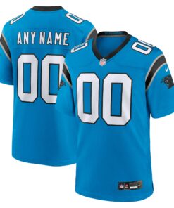 Men's Carolina Panthers Blue Alternate Custom Game Jersey JS4636 nicesnker
