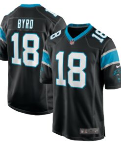 Men's Carolina Panthers Damiere Byrd Black Game Player Jersey JS5907 nicesnker