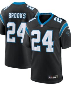 Men's Carolina Panthers Jonathon Brooks Black Game Jersey JS8042 nicesnker