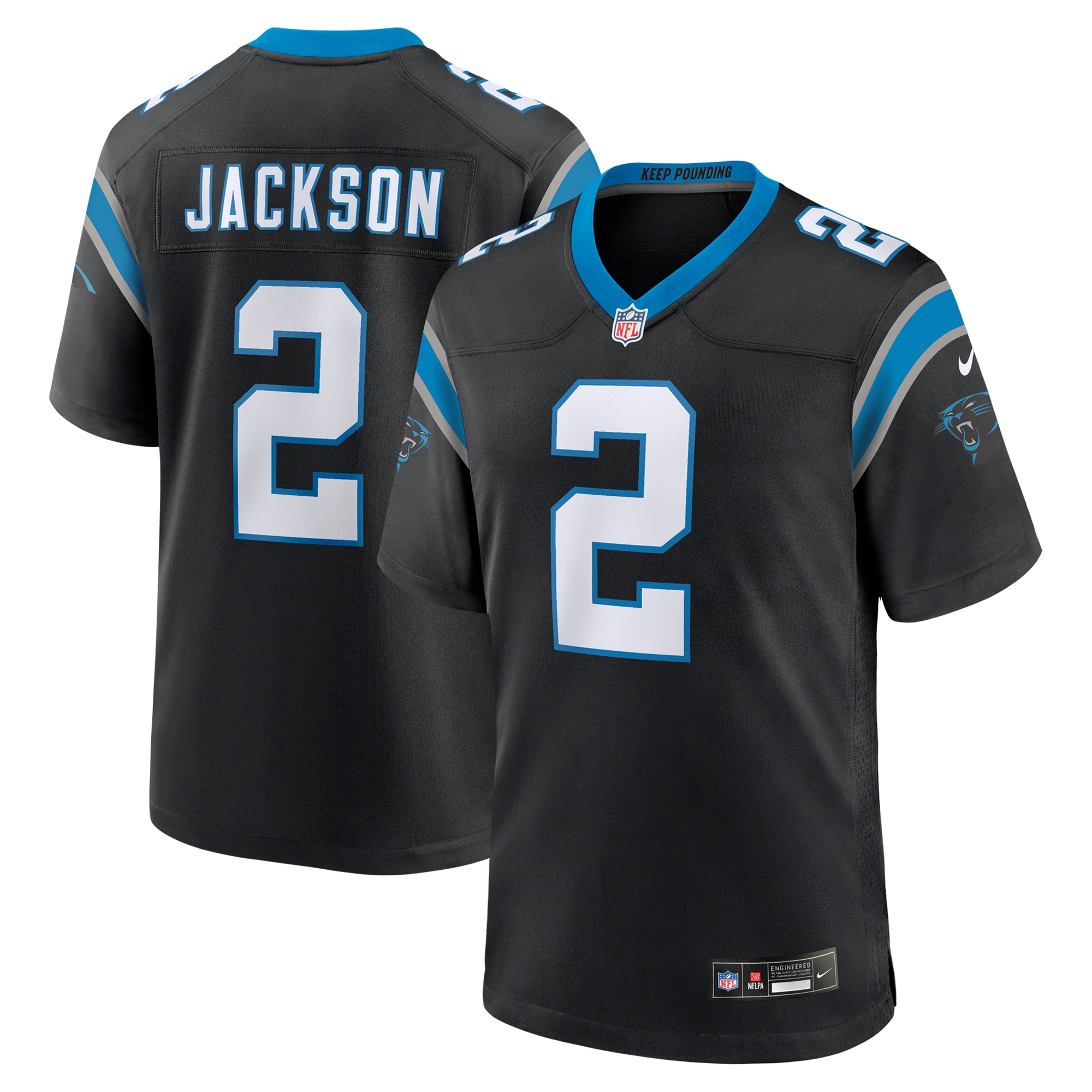 Men's Carolina Panthers Mike Jackson Black Game Jersey JS4865 nicesnker
