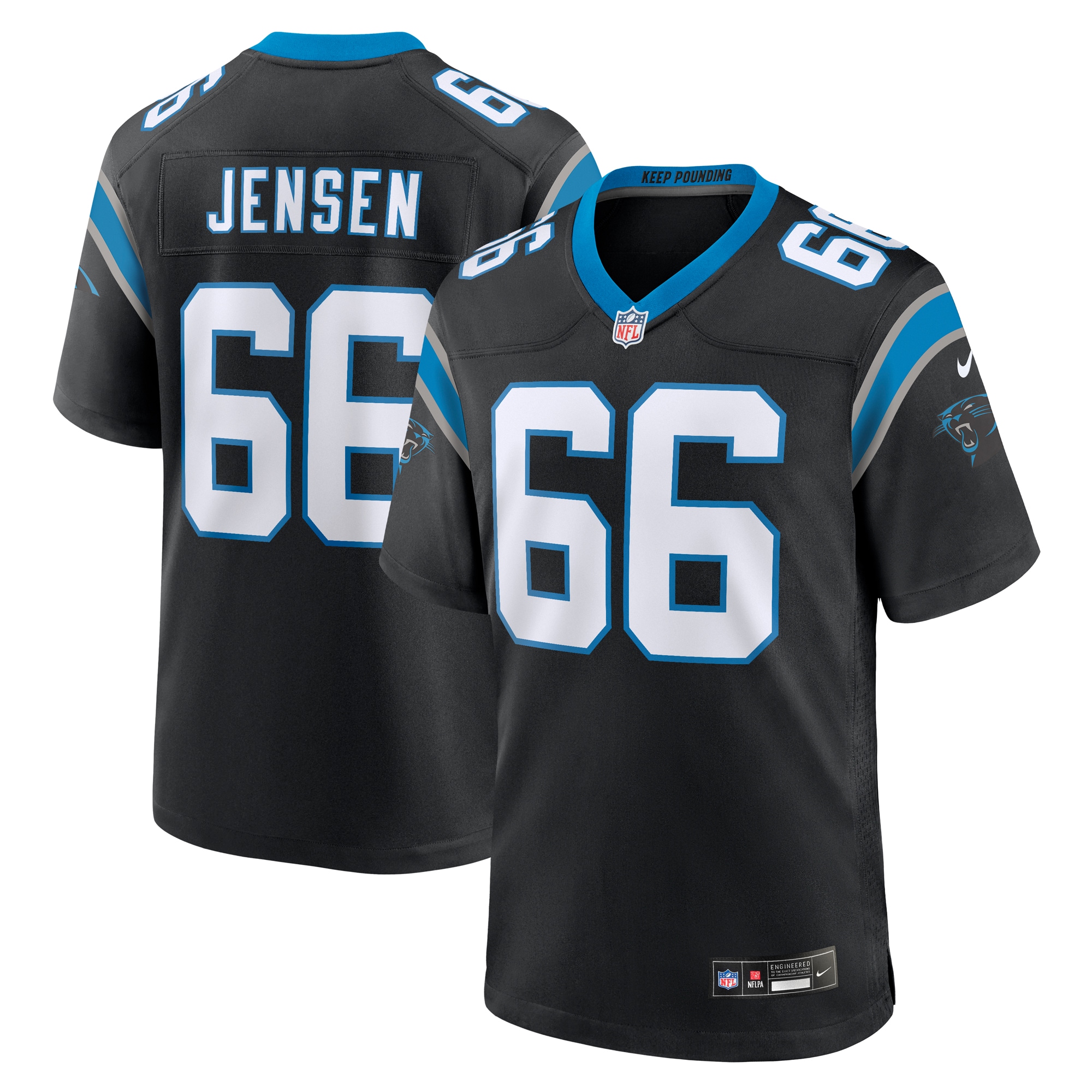 Men's Carolina Panthers Nash Jensen Black Team Game Jersey JS9566 nicesnker