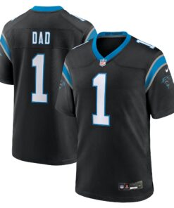 Men's Carolina Panthers Number 1 Dad Black Game Jersey JS6998 nicesnker