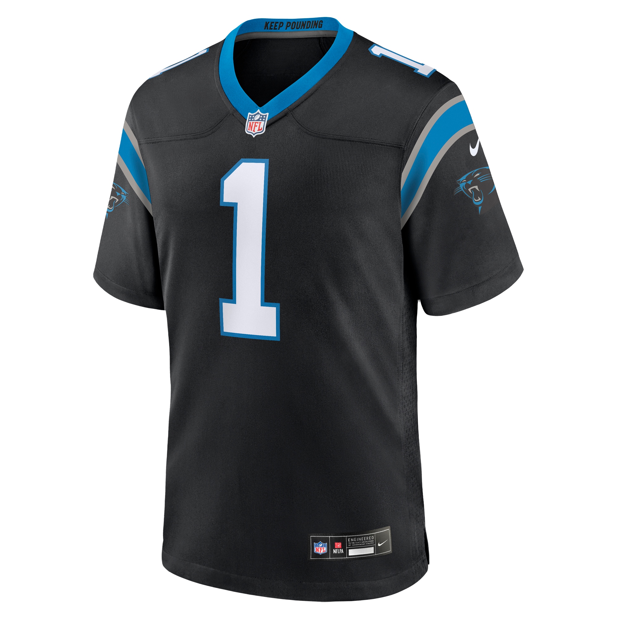 Men's Carolina Panthers Number 1 Dad Black Game Jersey JS6998 nicesnker - Image 2