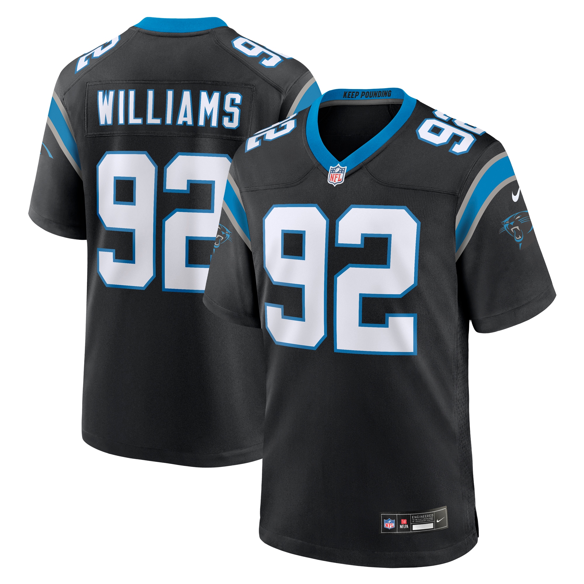 Men's Carolina Panthers Raequan Williams Black Team Game Jersey JS2291 nicesnker