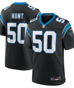 Men's Carolina Panthers Robert Hunt Black Game Jersey JS5330 nicesnker