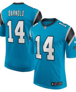 Men's Carolina Panthers Sam Darnold Blue Vapor Limited Jersey JS2723 nicesnker