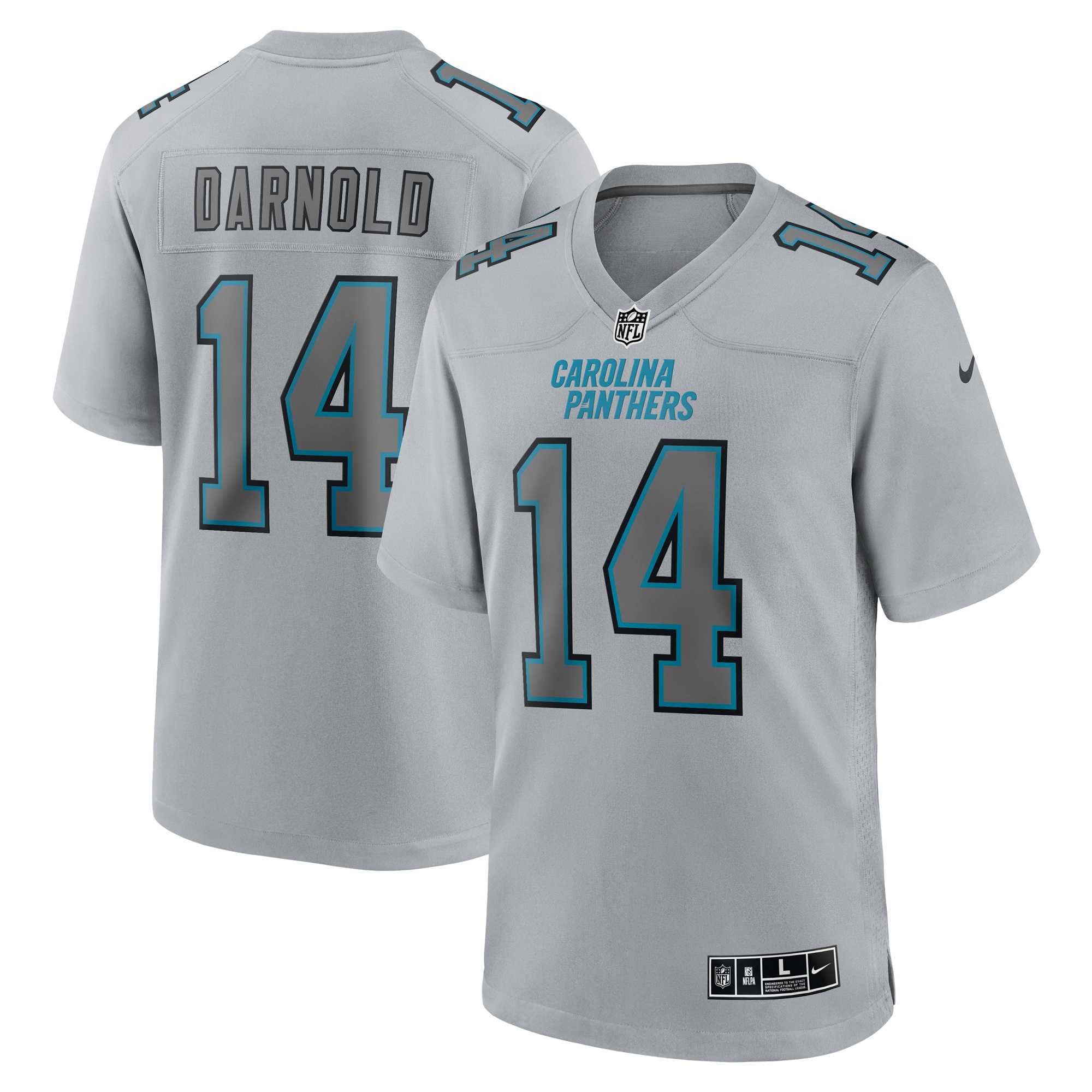 Men's Carolina Panthers Sam Darnold Gray Atmosphere Fashion Game Jersey JS5560 nicesnker