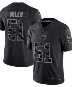 Men's Carolina Panthers Sam Mills Black Retired Player RFLCTV Limited Jersey JS2589 nicesnker