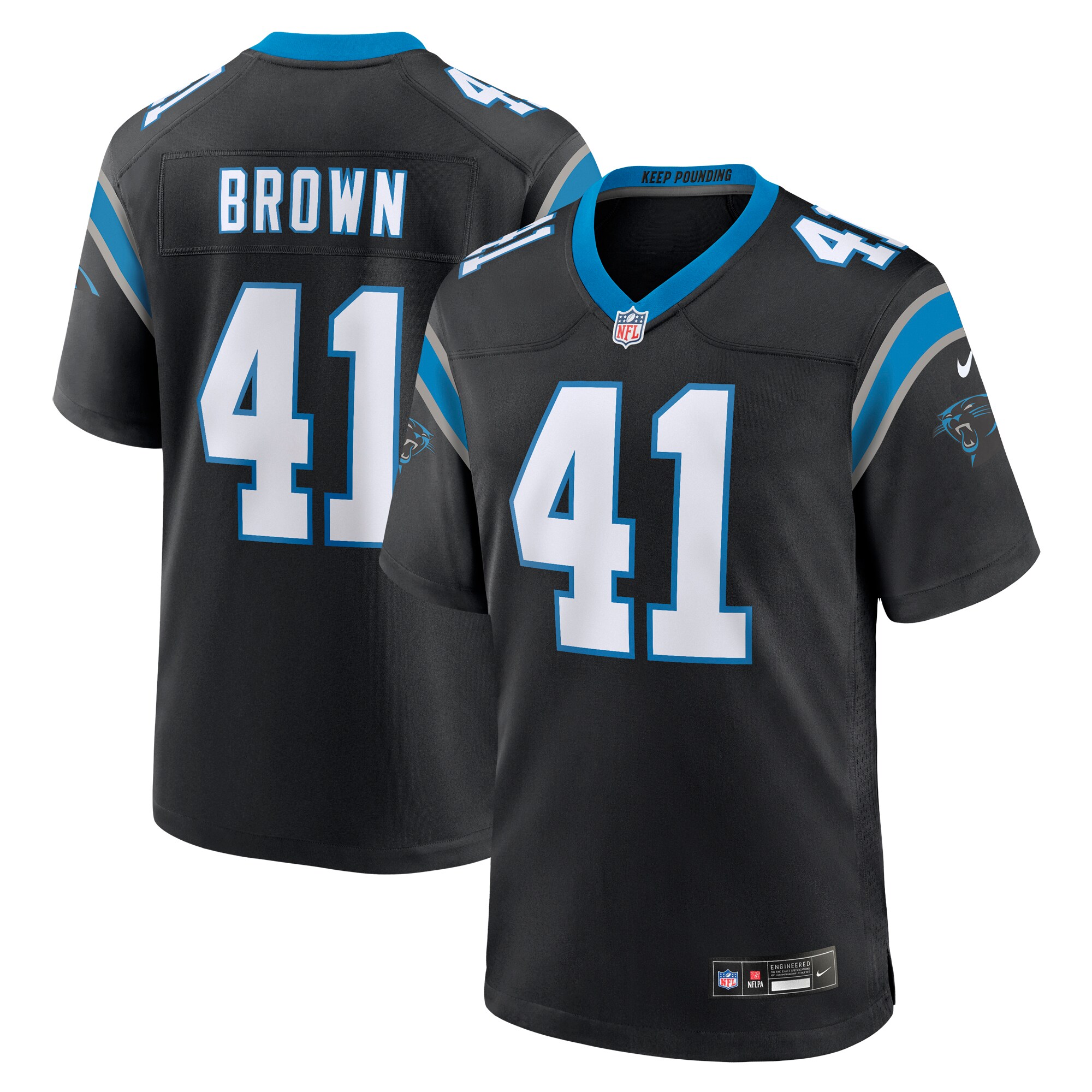 Men's Carolina Panthers Spencer Brown Black Team Game Jersey JS6758 nicesnker