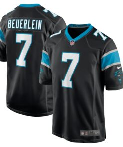 Men's Carolina Panthers Steve Beuerlein Black Retired Player Jersey JS5723 nicesnker