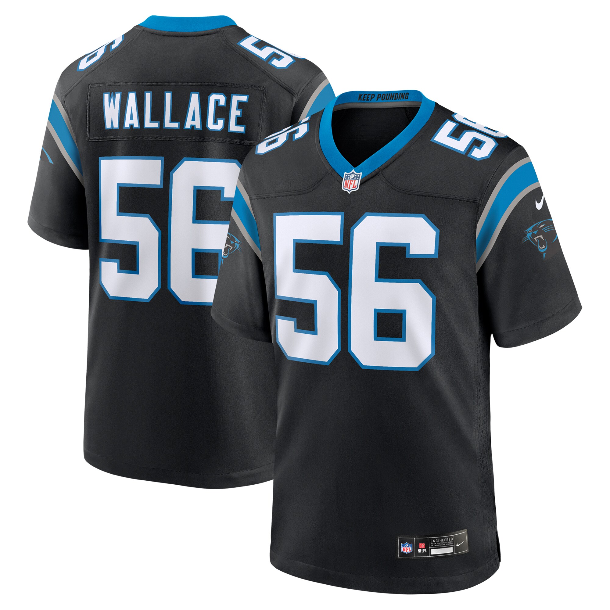 Men's Carolina Panthers Trevin Wallace Black Game Jersey JS3054 nicesnker