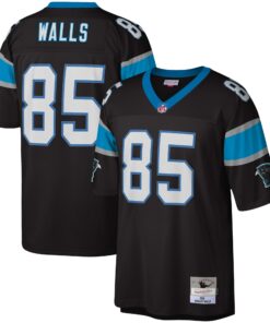 Men's Carolina Panthers Wesley Walls Mitchell & Ness Black Legacy Jersey JS7756 nicesnker