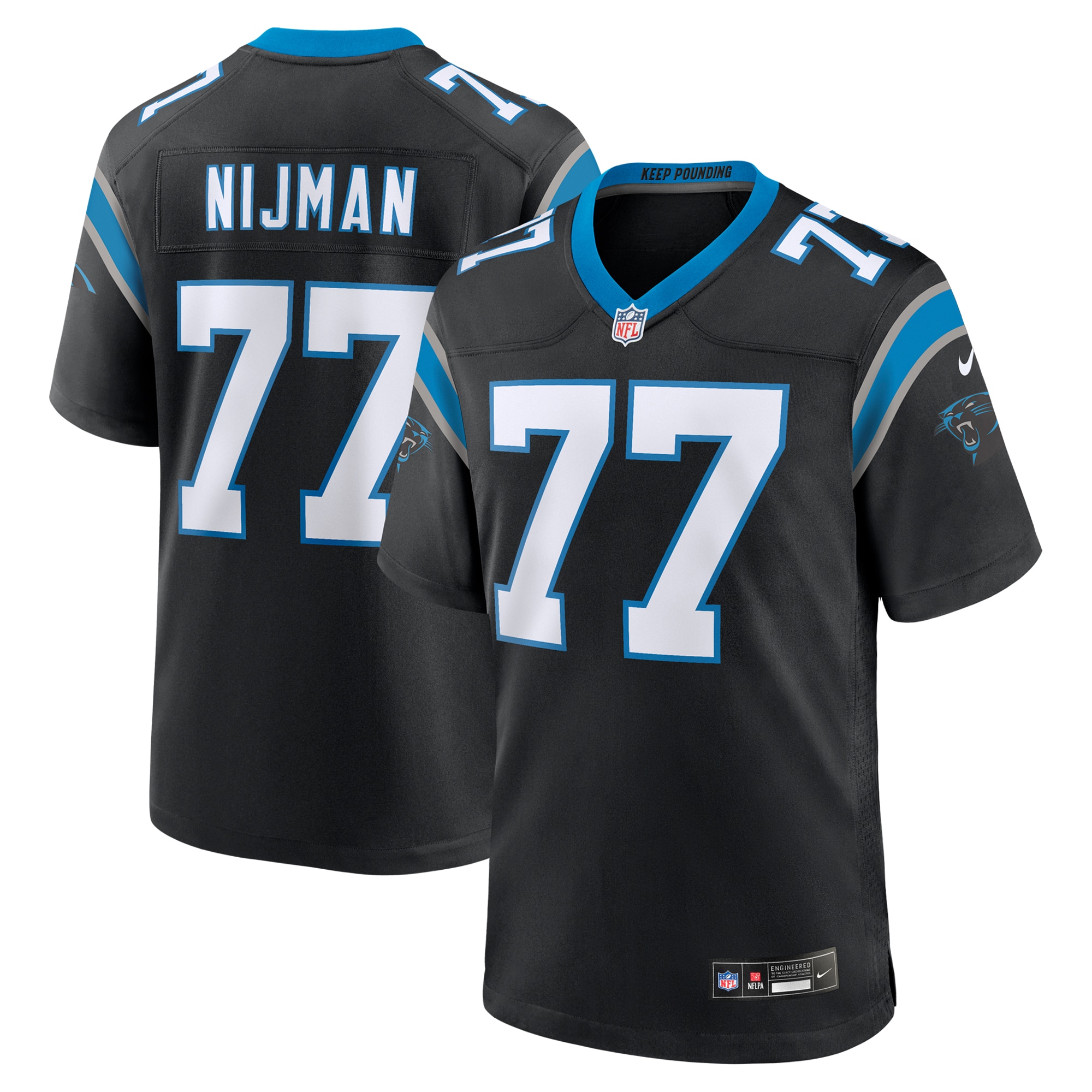 Men's Carolina Panthers Yosh Nijman Black Game Jersey JS7132 nicesnker