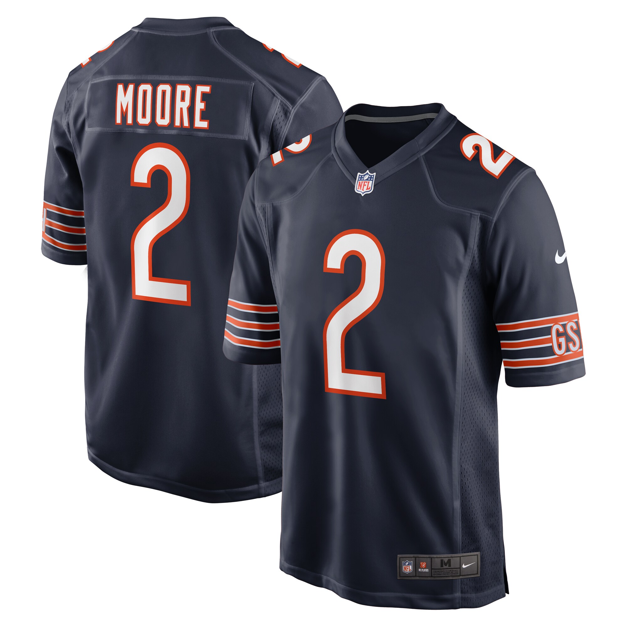 Men's Chicago Bears D.J. Moore Navy Team Color Game Jersey JS1796 nicesnker