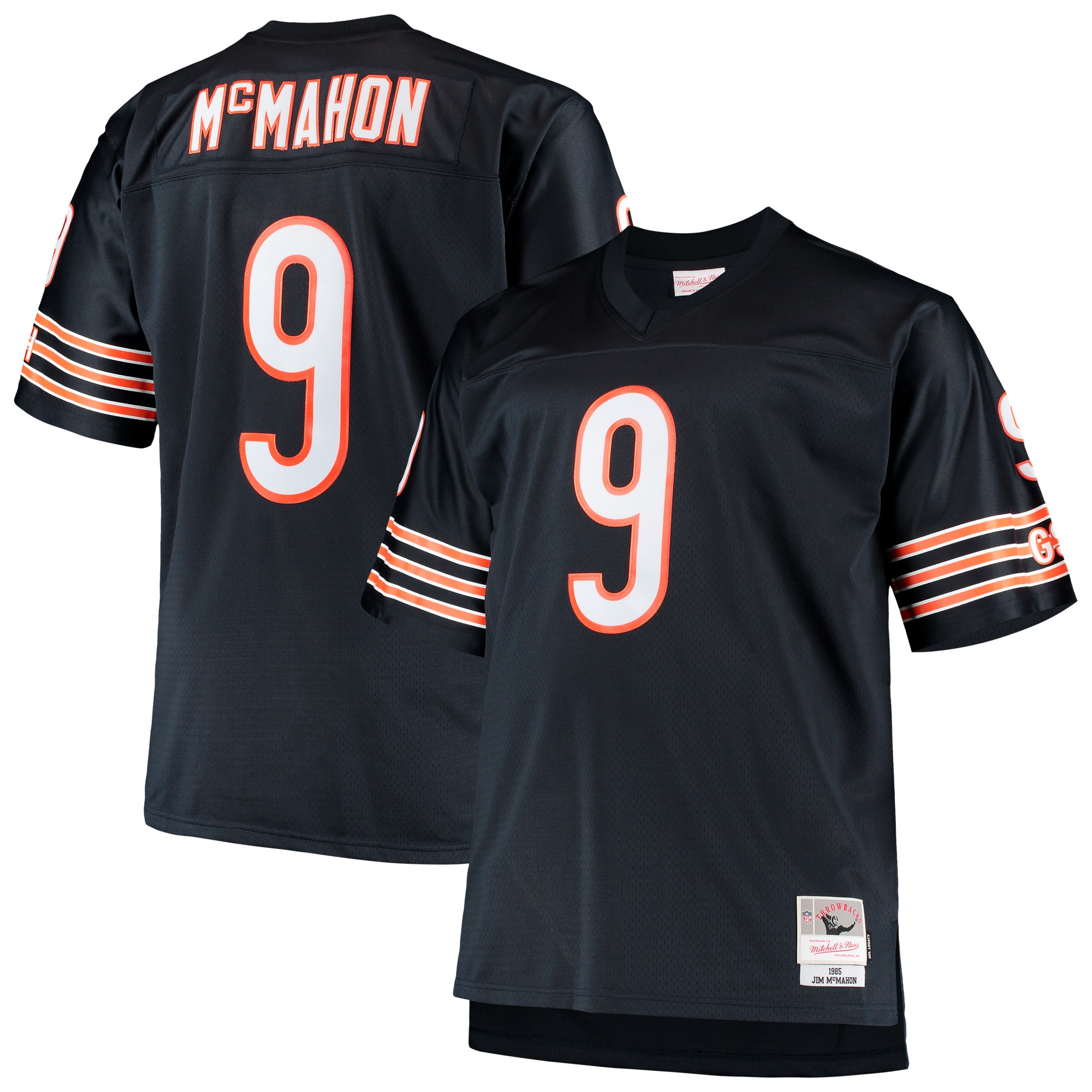 Men's Chicago Bears Jim McMahon Mitchell & Ness Navy Big & Tall 1985 Retired Player Jersey JS6152 nicesnker
