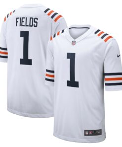 Men's Chicago Bears Justin Fields White Alternate Classic Game Jersey JS9490 nicesnker