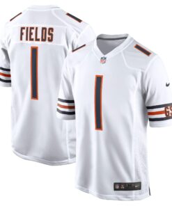 Men's Chicago Bears Justin Fields White Player Game Jersey JS5836 nicesnker