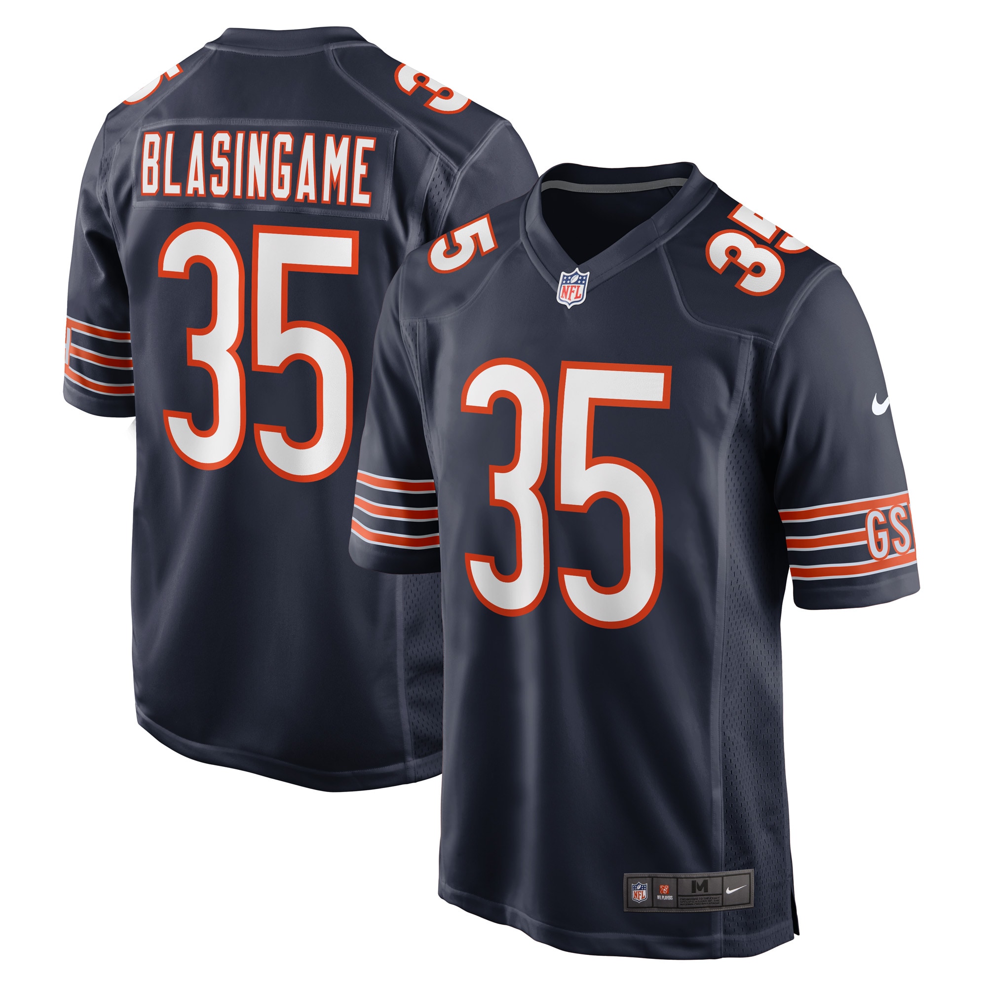 Men's Chicago Bears Khari Blasingame Navy Game Player Jersey JS6297 nicesnker