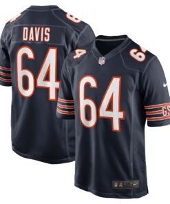 Men's Chicago Bears Nate Davis Navy Game Jersey JS1208 nicesnker
