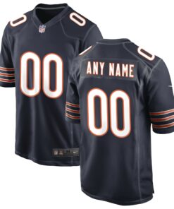 Men's Chicago Bears Navy Custom Game Jersey JS2193 nicesnker