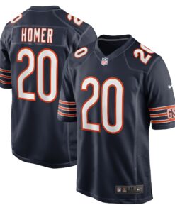 Men's Chicago Bears Travis Homer Navy Game Player Jersey JS9232 nicesnker