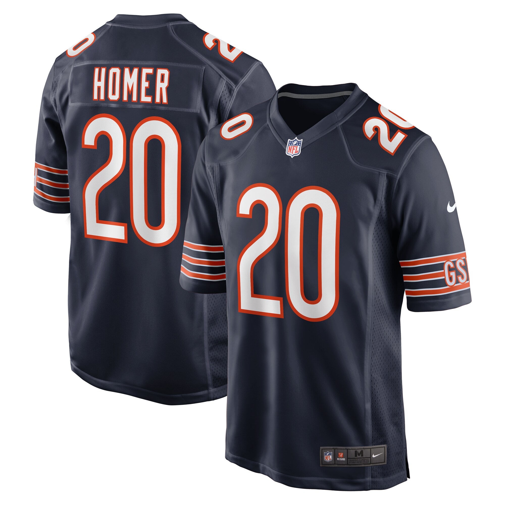 Men's Chicago Bears Travis Homer Navy Game Player Jersey JS9232 nicesnker