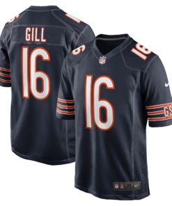 Men's Chicago Bears Trenton Gill Navy Game Player Jersey JS4414 nicesnker