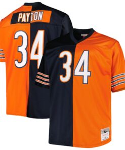 Men's Chicago Bears Walter Payton Mitchell & Ness Navy/Orange Big & Tall Split Legacy Retired Player Jersey JS4041 nicesnker