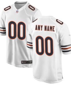 Men's Chicago Bears White Custom Game Jersey JS1602 nicesnker