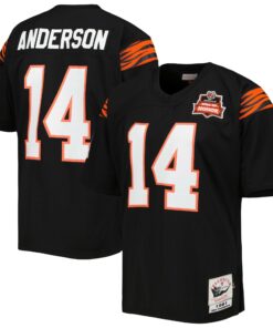 Men's Cincinnati Bengals 1981 Ken Anderson Mitchell & Ness Black Throwback Retired Player Jersey JS4182 nicesnker