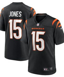 Men's Cincinnati Bengals Charlie Jones Black Team Game Jersey JS7787 nicesnker
