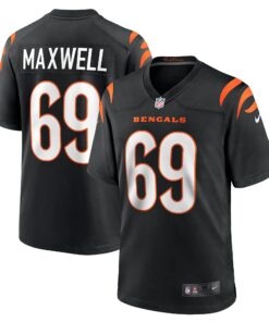 Men's Cincinnati Bengals Devonnsha Maxwell Black Team Game Jersey JS3786 nicesnker