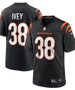 Men's Cincinnati Bengals DJ Ivey Black Team Game Jersey JS2293 nicesnker
