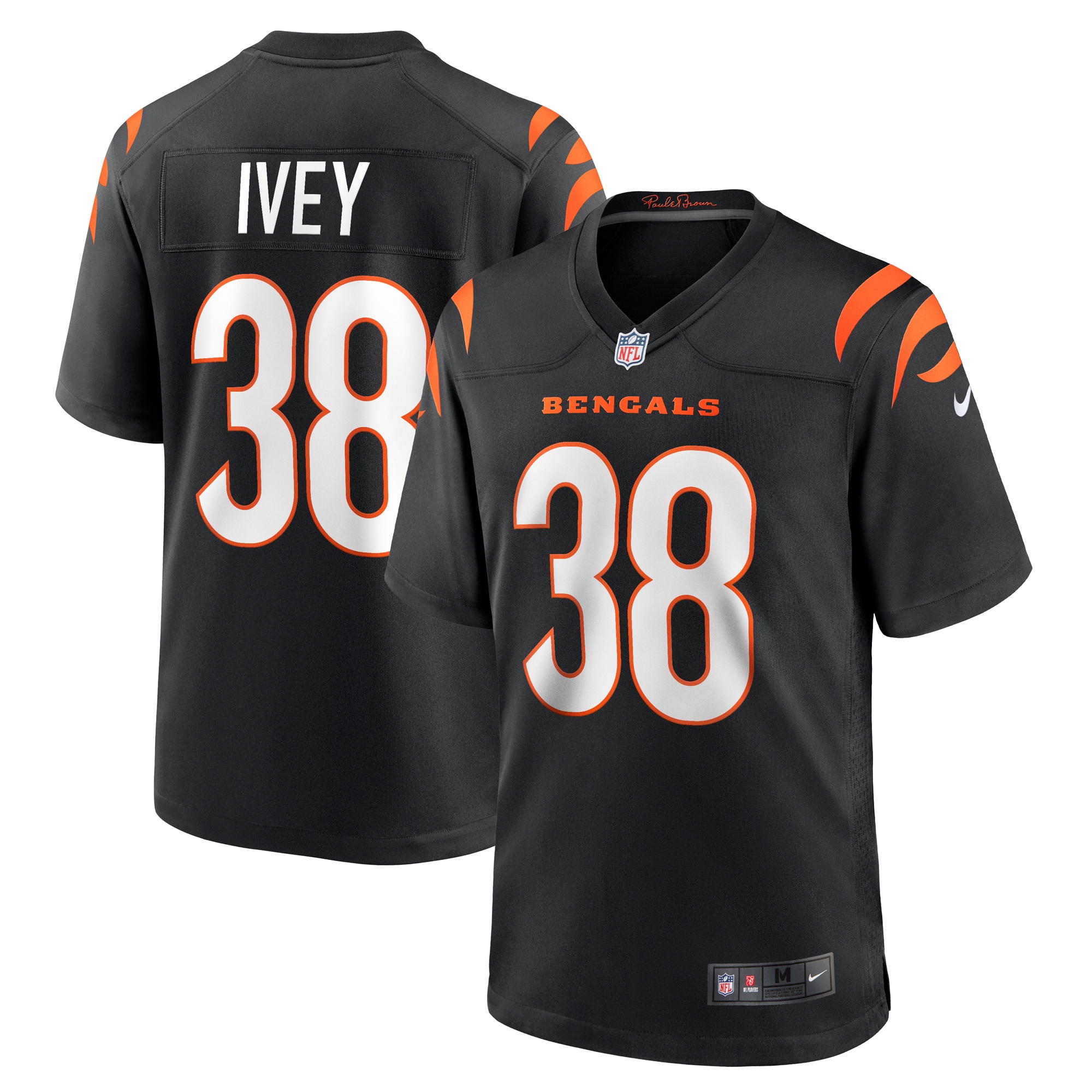 Men's Cincinnati Bengals DJ Ivey Black Team Game Jersey JS2293 nicesnker