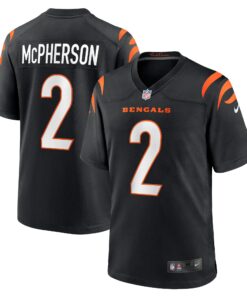 Men's Cincinnati Bengals Evan McPherson Black Game Jersey JS6352 nicesnker