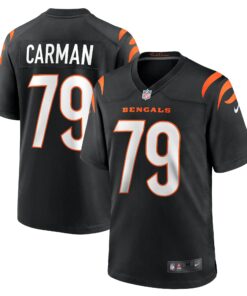 Men's Cincinnati Bengals Jackson Carman Black Game Jersey JS5595 nicesnker