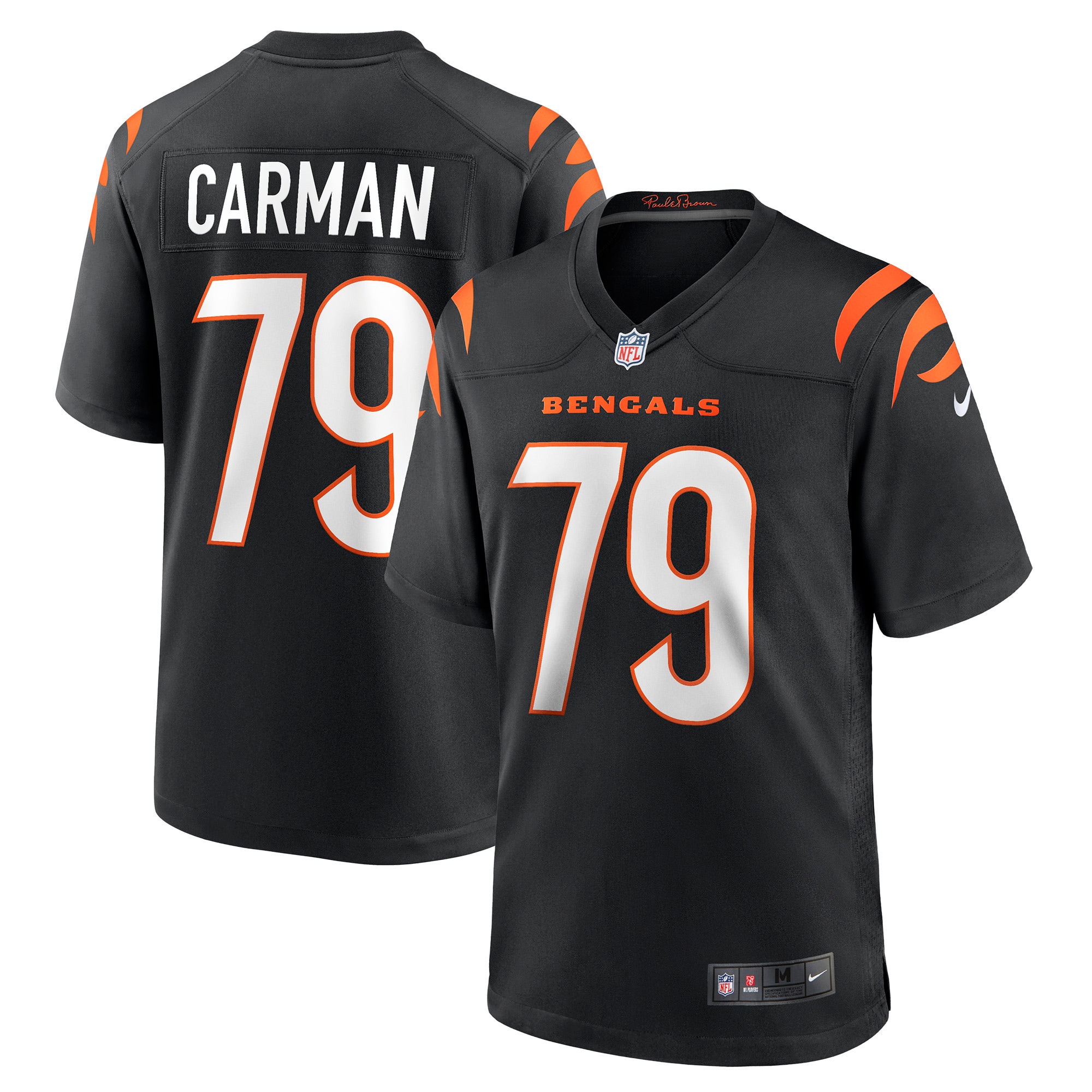 Men's Cincinnati Bengals Jackson Carman Black Game Jersey JS5595 nicesnker