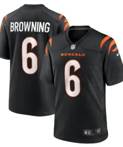 Men's Cincinnati Bengals Jake Browning Black Game Jersey JS9153 nicesnker